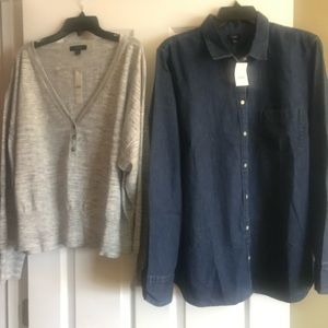 J crew denim shirt and sweater